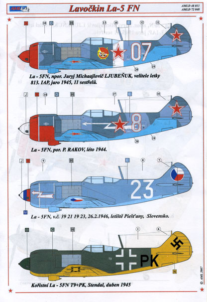 AML Models Decals 1/72 LAVOCHKIN La-5FN Russian Fighter with Photo Etch Set