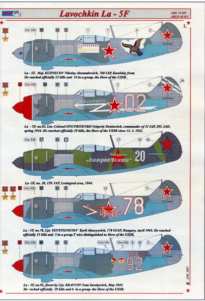AML Models Decals 1/48 SLOVAK NATIONAL UPRISING Czech La-5FN Fighters Part 1 